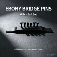 6Pcs Solid Ebony Guitar Bridge Pins Abalone Shell Inlay Acoustic Guitar String Pegs