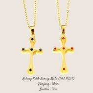 MATA Gold Eye Pointed Cross Necklace 3cm P35/15 - Cross Pendant Necklace - Cross Necklace - Cross Pe