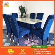 (Custom Colour) Marble table Premium set meja makan Chesterfield 1+6 seater / meja makan murah dinin