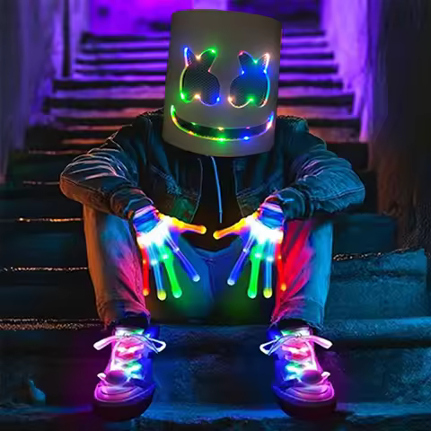 DJ Music Halloween LED Mask EL Neon Flashing Glow Full Head Helmet Mask Halloween Cosplay Costumes C