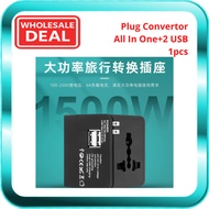 Universal Travel Adapter Plug All In One 2 USB International Worldwide Travel Adaptor Plug Socket Fo