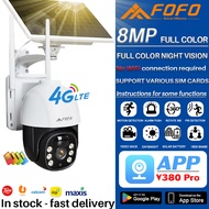 FOFO CCTV Solar Powered Camera Waterproof IP66 8MP Solar Panel 4G  Sim Card Solar Powered CCTV  PIR Human Detection