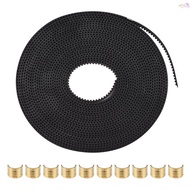 3D Printer Accessary 2GT Timing Belt Width 6mm 5M/16.4ft Length with 10 Brass Copper Buckle for Crea