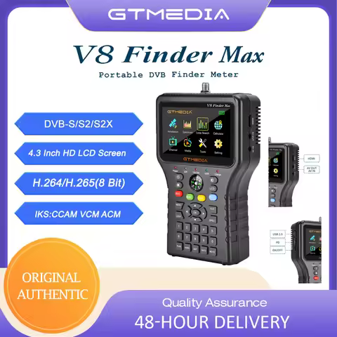 GTMEDIA V8 Finder Max DVB-S/S2/S2X Satellite Finder Support H.264/H.265(8 Bit) 7.4V/4000mAh Finder W