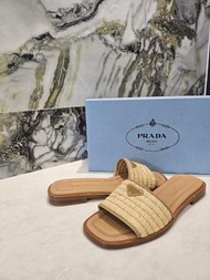 PRADA 編織皮革拖鞋