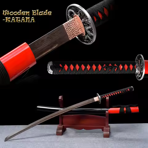 Woode Japanese Katana, Samurai Sword, Iaito Training Tools, Dragon Tsuba, Decoration,Full Size Sword