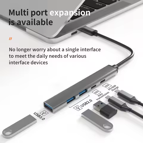 USB C HUB Docking Station Type c hub to Usb USB2.0 PD60W USB C Data*2 USB3.0 for Macbook Air Pro thu