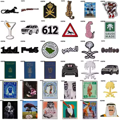 Saudi Arabia Middle East Mobile Phone 3M Sticker Badge Metal Pin Broooches Pins