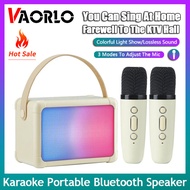 VAORLO Original Mini Home KTV Karaoke Machine Portable Bluetooth 5.0 PA Speaker System with 1-2 Wireless Microphones Home Family Singing For Kid