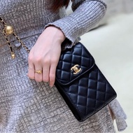 Chanel香奈兒 黑金羊皮金球手機包30開