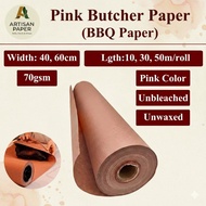 SG Seller Food Grade Pink Butcher Paper Roll for BBQ Wrap (70gs) Kertas Daging for Smoking Brisket &