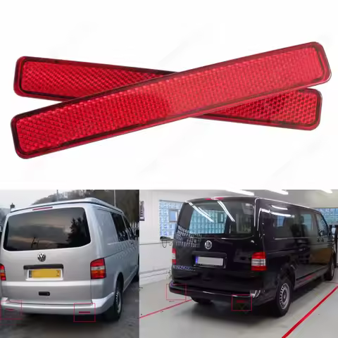 ANGRONG 2x For VW Transporter T5 Red Rear Bumper Reflector Caravelle / Multivan (Pre-facelift) 2003-