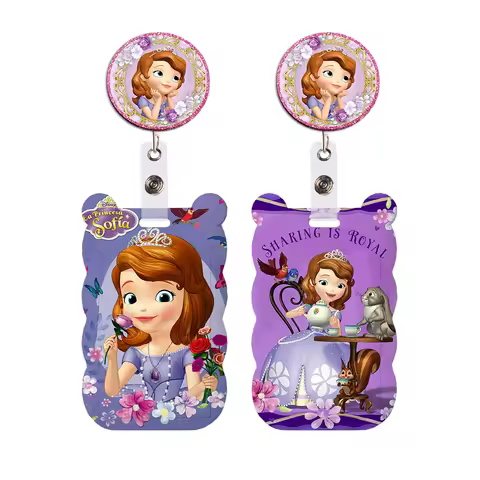 Disney Princess Sofia ID Card Holders Lanyards the First Card Holder Unique Shape Work ID Badge Stud