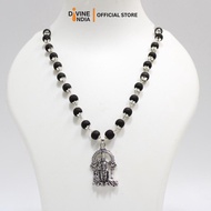 Murugan German Silver Pendant Karungali Malai |Ebony Wood 8MM Beads Necklace | Karungali Necklaces |