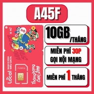 SIM Mobifone 4G 5G Gói Local A45F Tặng Data Tốc Độ Cao 10GB/Tháng + Free 30 Phút Gọi Miễn Phí Tháng