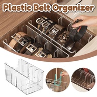 Plastic Belt Organizer Large Capacity Divided Storage Shelf Belt Storage Box with Detachable Grid