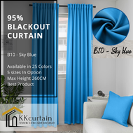 B10 - Ready-Made 95% Blackout Curtain SKY BLUE, Langsir Siap Jahit. LANGSIR KAIN TEBAL! ( FREE HOOK/RING )