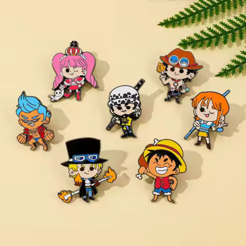 Japanese Cartoon Anime One Piece Metal Badge Luffy Ace Enamel Brooch Chest Badge Accessory Y2k Fashi