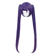 LABEAUTÉ Dark Purple Wig with Pigtails for Mona Cosplay Anime Lavender Ponytails Wig for Halloween +