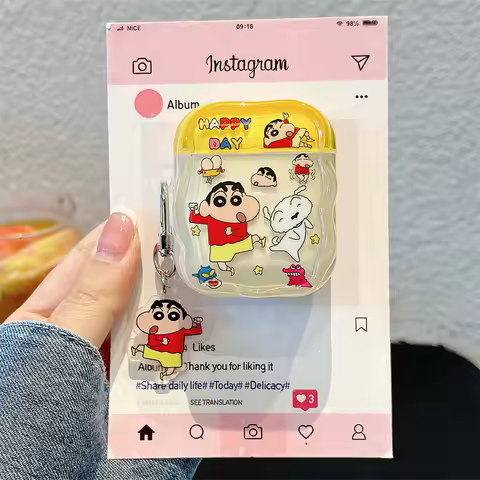 Cute Cartoon Crayon Shin-chan Headphone Case For Apple Airpods 4 3 2 1 Silicone Headset Hard Cover F