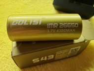 全新 ，Golisi IMR 26650 S43電池是高品質4300mAh可充電鋰電池，平頭的，具有26650的高性能，并提供連續放電電流（max40A），留意非18650，它使用起來更強大，更環保，更安全，更經濟。每個電池獨立包裝，并且有一個黑色防接觸收納保護，價為一件價，只給懂得的