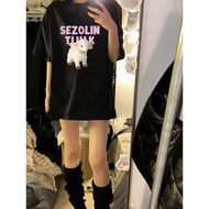 [Cherry 7] 100% Cotton Girls T-shirt Korea T-shirt Printed T-shirt Slimmer Look Top Pure Cotton T-sh