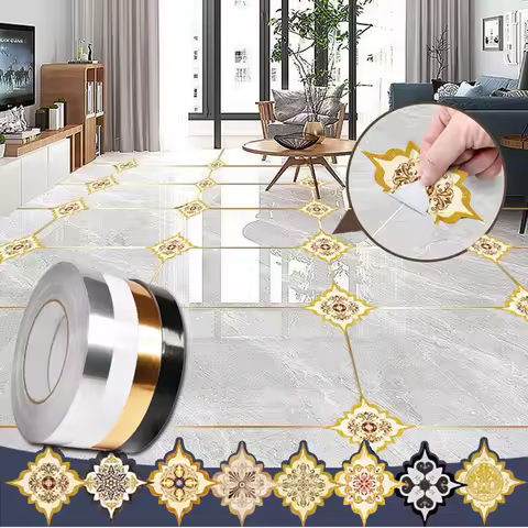 Tile Gap Sticker Ceramic Tile Mildewproof Gap Tape Gold Foil Sticker Decor Self Adhesive Wall Tile F