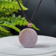 天然香芋粉紫珊瑚玉吊墜冰潤玉化胖圓牌光面菊花玉項錬繁榮好運