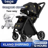 Beige 2 way Stroller baby Foldable stroller Compact Stroller Compact Stroller Can sit or lie down