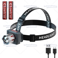 Senter Kepala Zoom Super Terang/Senter Kepala LED/senter led cas tahan 24 jam/senter lampu depan LED