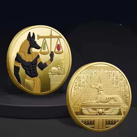 Death Anubis Commemorative Coin Dog-Headed Man Medal Ancient Egyptian Collectible Coin Challenge Coi