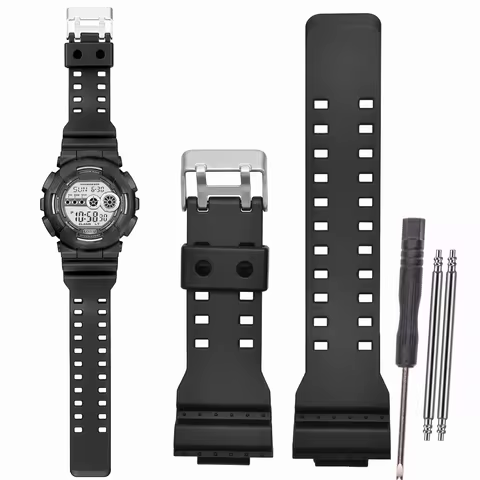 16mm Rubber Watchband For Ga110 Ga100 400 Gd/Gls/100 120 Replacement Strap Black Silicone Bracelet W