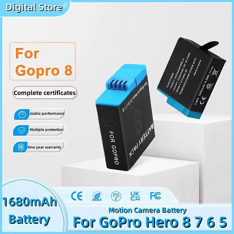 1680mAh Battery For GoPro Hero 8 7 6 5 Li-ion Battery Pack Motion Camera Battery Storage for GoPro H