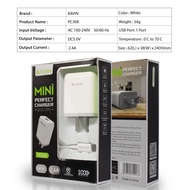 PC368 2.4A Travel Fast Mini Charger w/ Adapter + USB CabMicro/iOS/Type-C