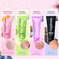 Glad2Glow Milk Amino/Blueberry Low PH/Centella Acne Gel Cleanser facial wash face wash Pencuci Muka 