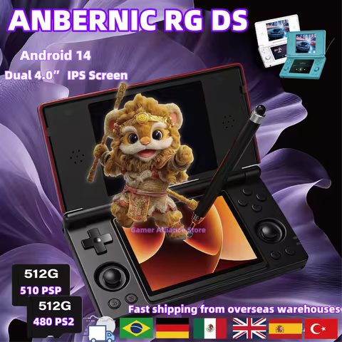 ANBERNIC RG DS Handheld Game Console Dual-screen Flip Video Games Player RK3568 4 IPS Multi-touch Sc
