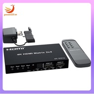 [gaozuo523.vn] 4K 60Hz -Compatible Matrix Switch 2x4 Switch Splitter 2 in 4 Out Video Audio Switch C