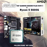 Cpu ใหม่ AMD Ryzen 5 5600G R5 5600G Cpu + ASUS TUF B550M เกม PLUS (Wi-Fi) II เมนบอร์ด Micro-ATX B550M ไม่มีเครื่องทำความเย็น