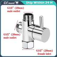 Bathroom Toilet Bidet G1/2" T-adapter Shower Diverter Valve 3 Way Shower Faucet Tee Connector Valve