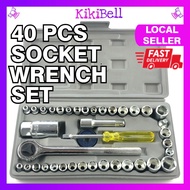 40pcs 1/4" & 3/8" Combination Socket Wrench Set Ratchet Socket Repair Spanner Set Tools Kit Automoti