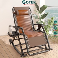 GOTEK GT-01 Rocking Chair, Luxury Relaxation Chair, Bamboo Mat Back Cushion, Solid Carbon Steel Fram