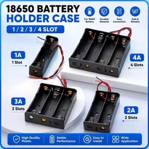 18650 Series Battery Holder Case 1/2/3/4 Slot 3.7V 18650 Battery Storage Box With Wire Lead For DIY 