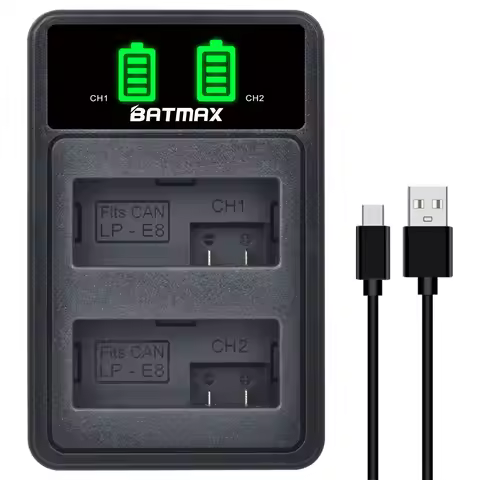 LCD USB Dual LP-E8 LP E8 LPE8 Battery Charger with Type c for Canon EOS 600D 650D 550D 700D T4i T5i 