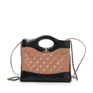 Chanel Black and Dark Beige Quilted Lambskin Chanel 31 Mini Shopping Bag Pale Gold Hardware