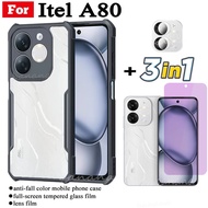 3 in 1 Itel A80 Shockproof Phone Case for Itel A 80 A70 A50 P65 Anti-blue Ray Tempered Glass and Len