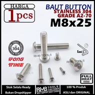 Bolt L Button M8 x 25 Length 2.5cm Stainless Steel SUS 304 Grade A2-70 Key L5 M8 Bolt L5 SS 304