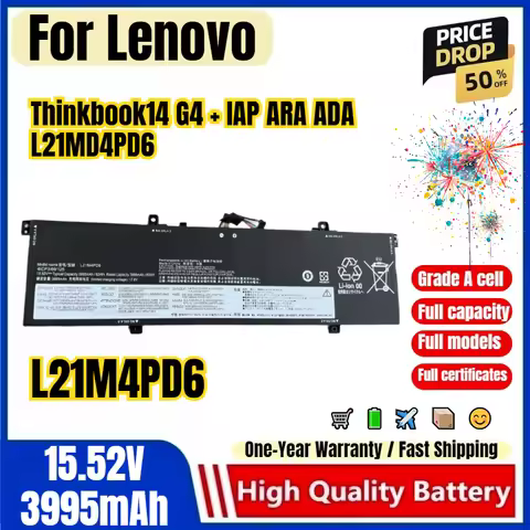L21M4PD6 for Lenovo Thinkbook14 G4 + IAP ARA ADA L21MD4PD6 Laptop Battery High Quality High Capacity