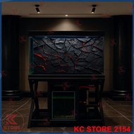 3D Black and Red Lava Fish Tank Sticker with Beautiful Depth Effect-2154