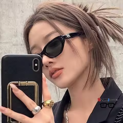 Samjune Cat Eye Sunglasses for Women Men Rococo Spy Fashion Luxury Designer Brand Jennie Korea