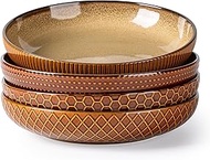 GBHOME 9.5'' Large Pasta Bowls, 42 Ounce Stoneware Salad Bowls for Kitchen, Ceramic Serving Bowls Wi